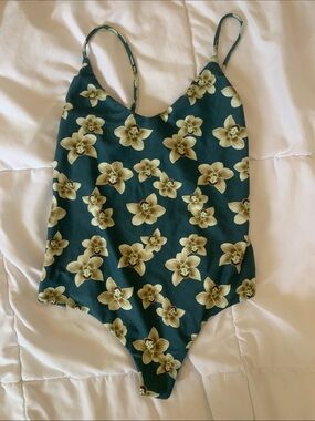 acacia swimwear Dark Green Floral One-Piece Swimsuit